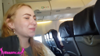 She couldn't wait anymore! Jerking and sucking cock in a public plane